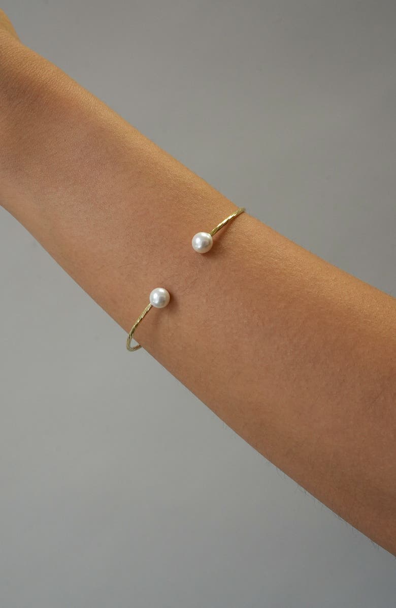 Argento Vivo Sterling Silver Faux Pearl Flexible Cuff Bracelet, Alternate, color, Gold