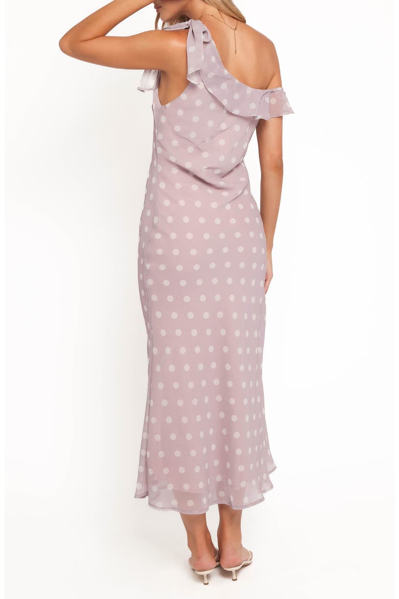 Celestine Polka Dot One-Shoulder Dress, Alternate, color, LAVENDER POLKA DOT