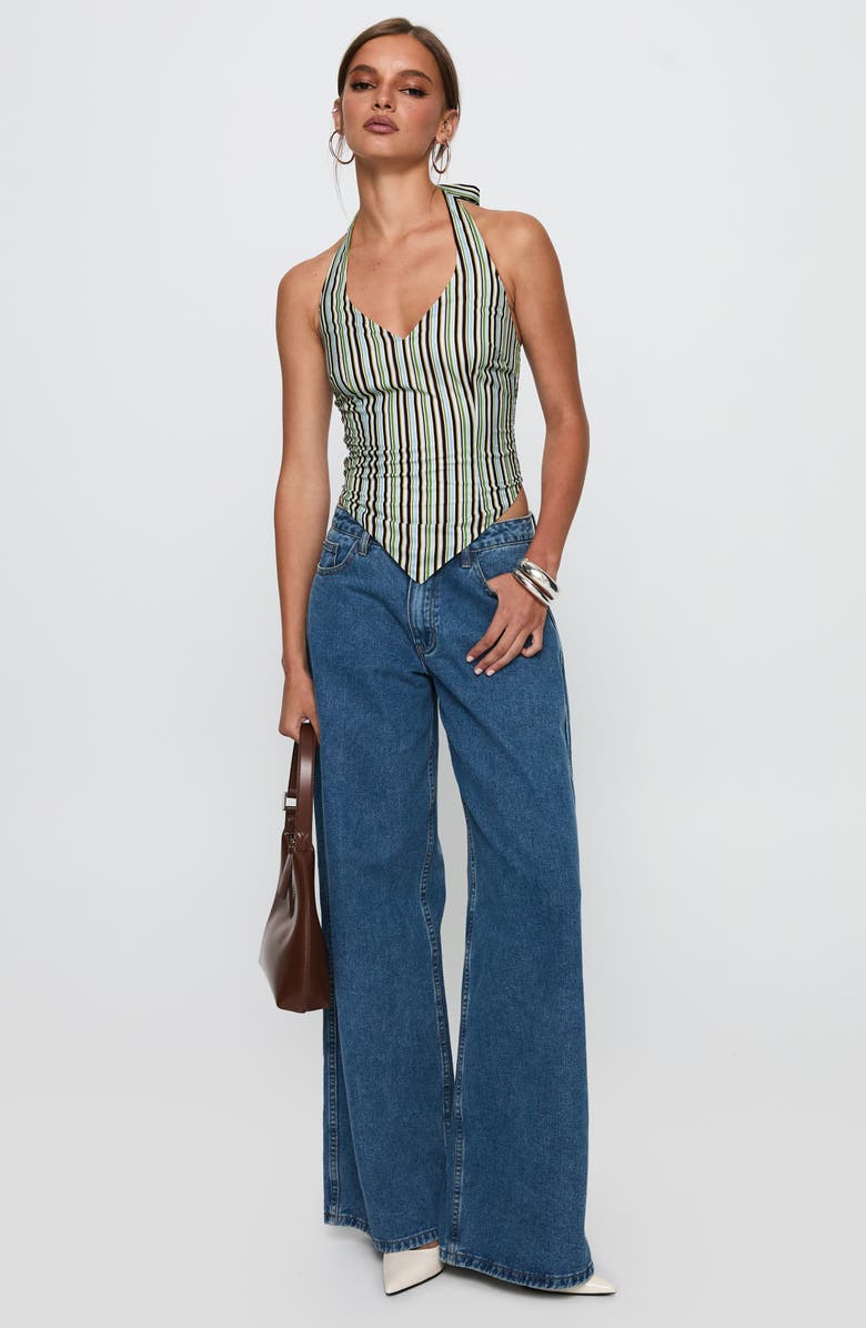 Princess Polly High Gear Stripe Smocked Halter Top, Alternate, color, Multi