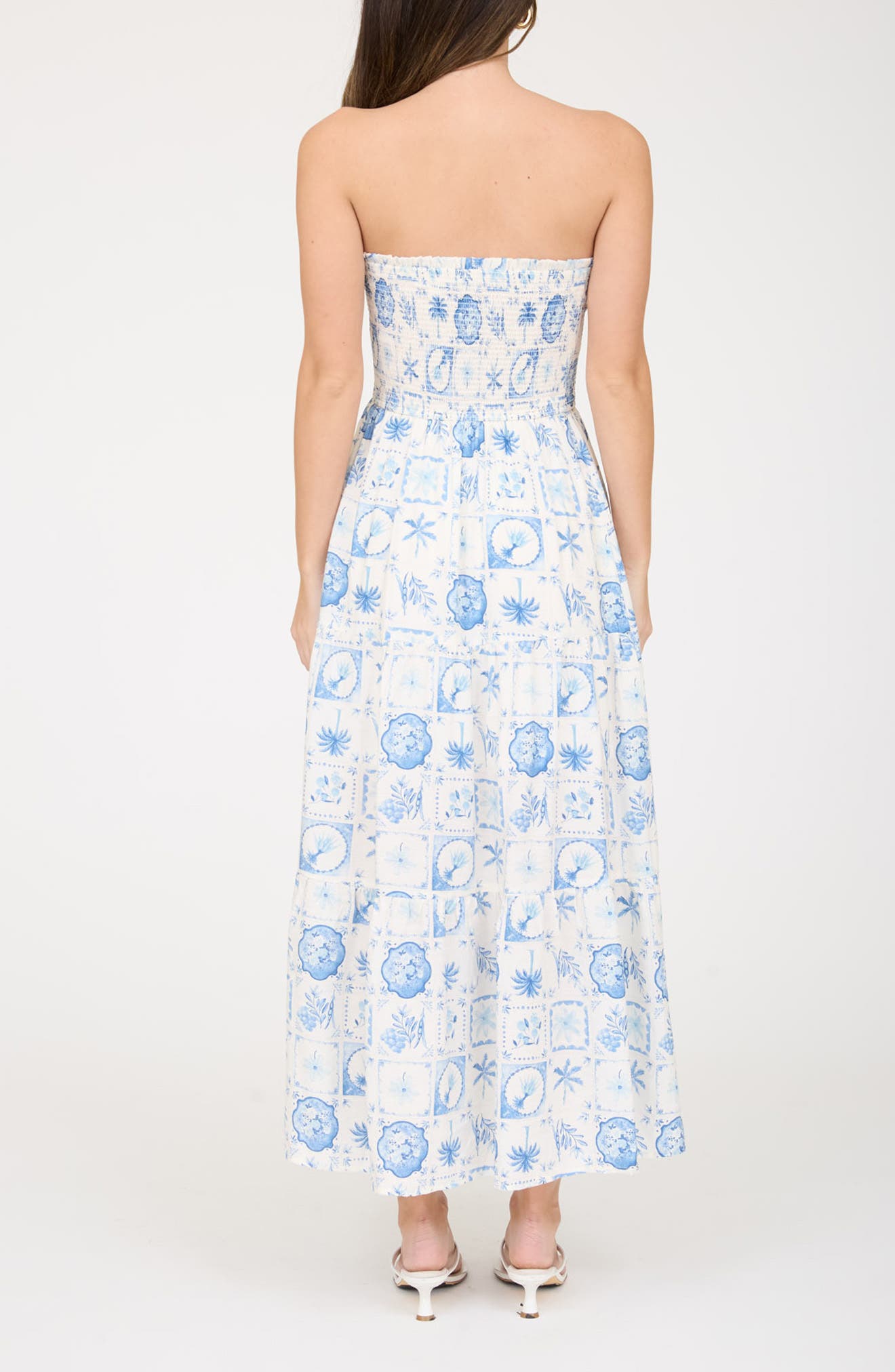 Tropical Print Strapless Midi Sundress - image 4
