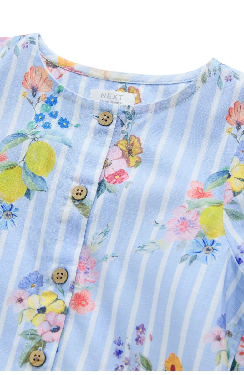 NEXT Kids' Floral Stripe Cotton Button-Up Dress, Alternate, color, Blue