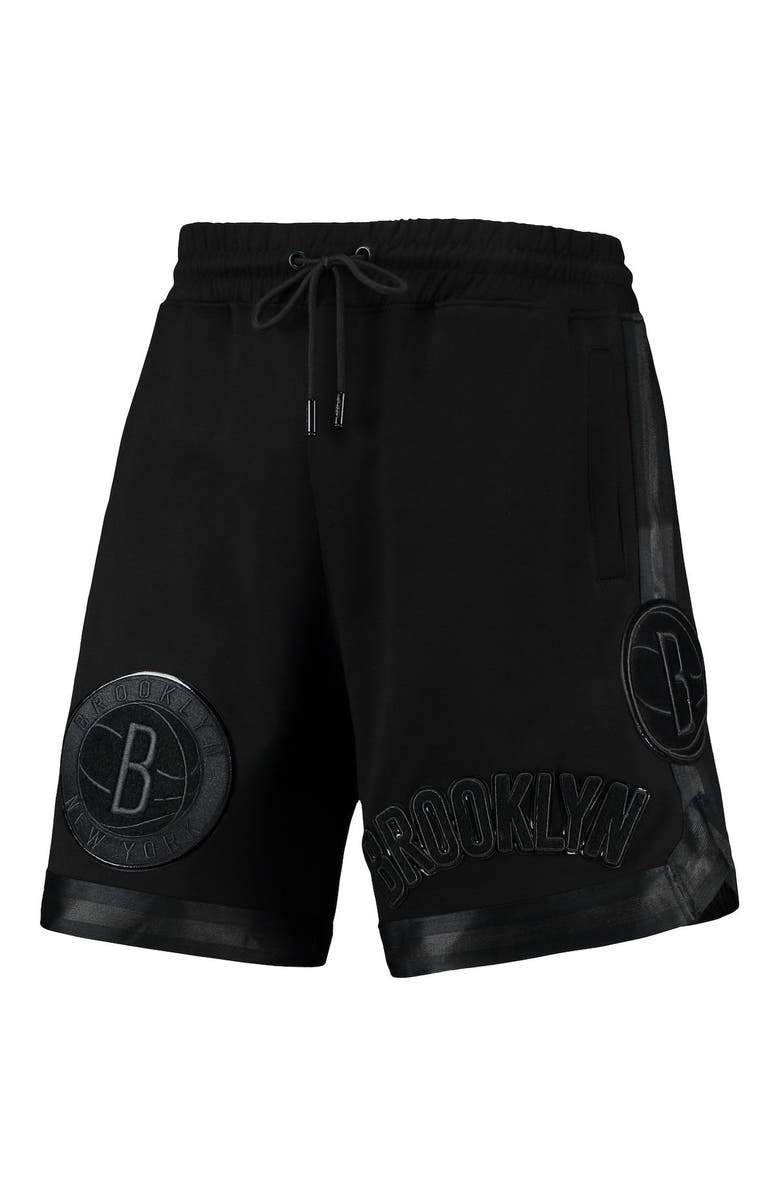 PRO STANDARD Men's Pro Standard Brooklyn Nets Triple Black Gloss Logo Shorts, Alternate, color, Black