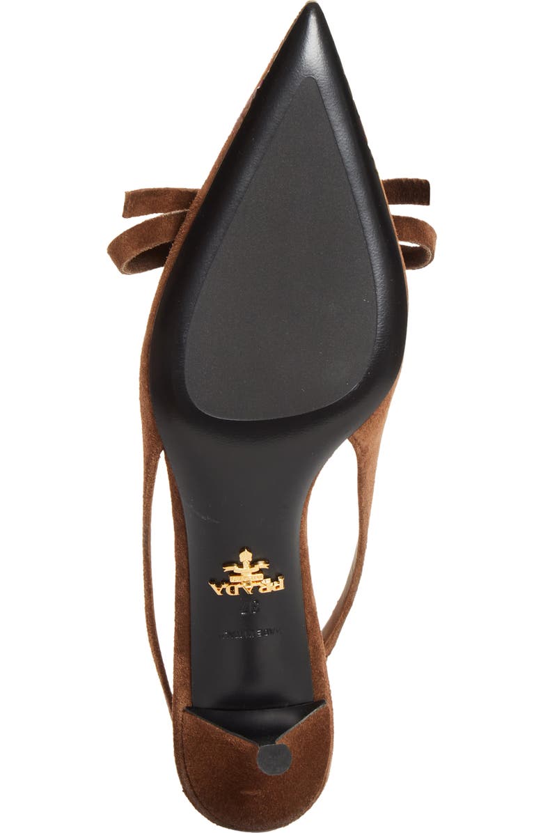 Prada Exposed Seam Kitten Heel Slingback Pump, Alternate, color, Cacao