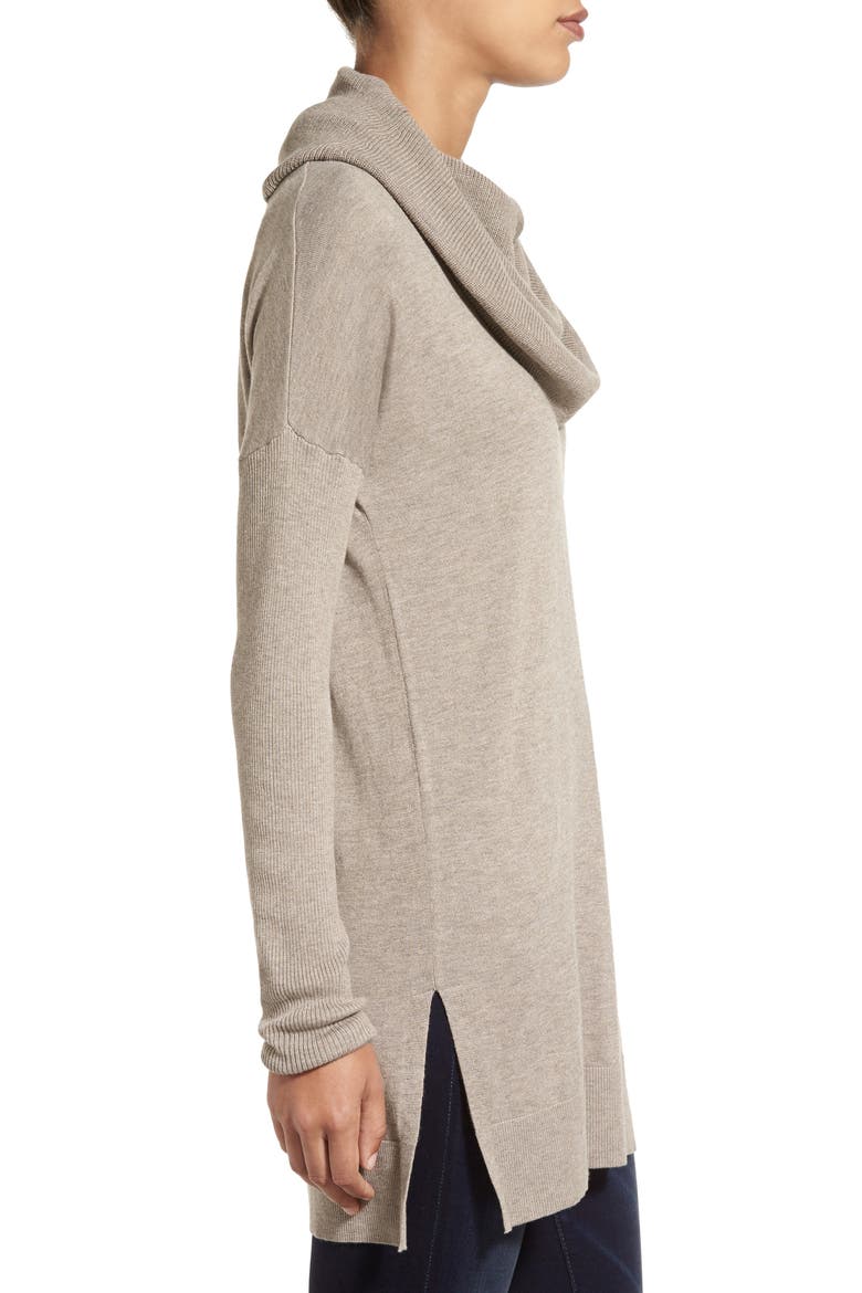 Side Slit Convertible Cowl Neck Tunic, Alternate, color, GREY HEATHER