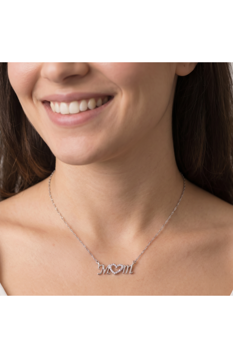 Bliss Diamond Diamond Heart Mom Pendant 10k Gold Women's Necklace Lab Grown, Alternate, color, 10K White Gold