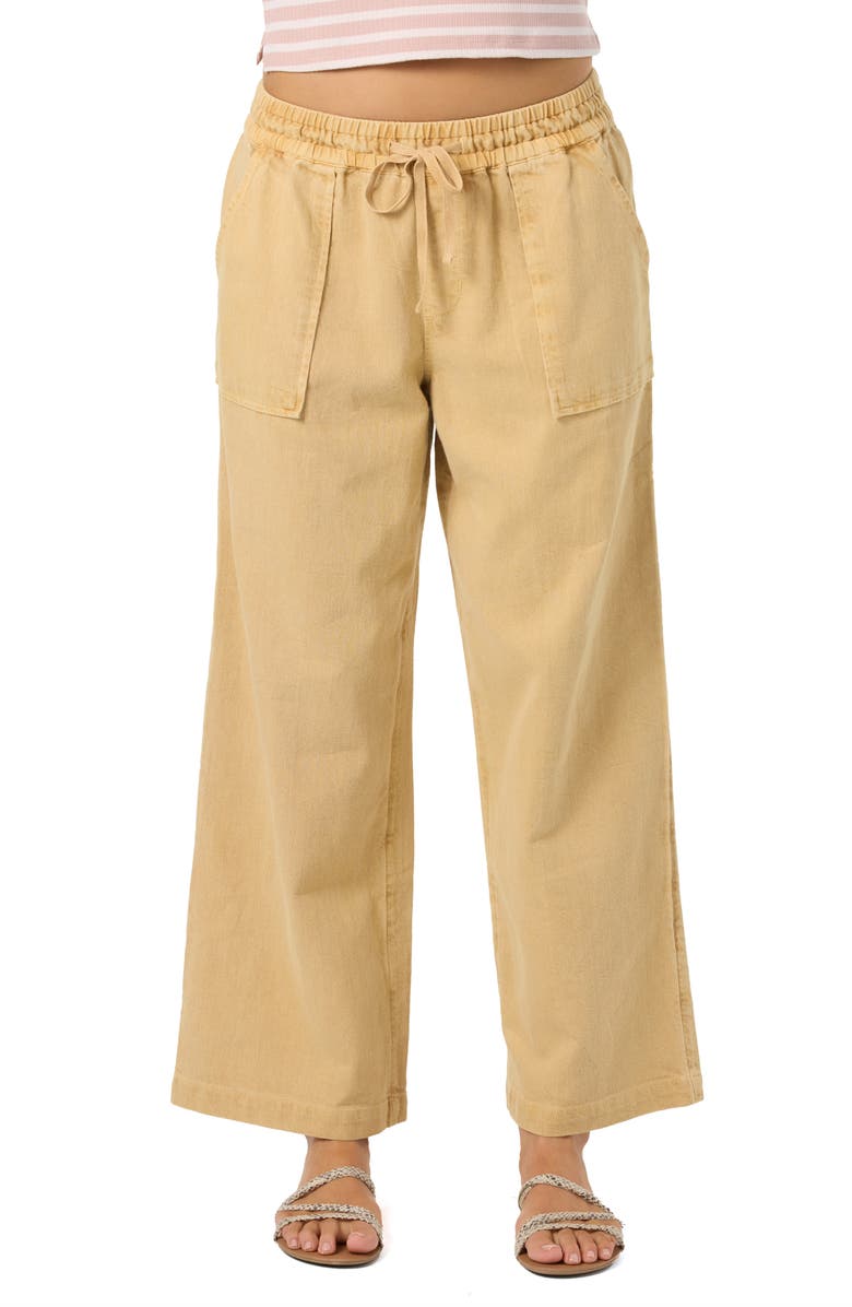 O'Neill Sevie 2 Drawstring Cotton Twill Pants, Main, color, Warm Sand