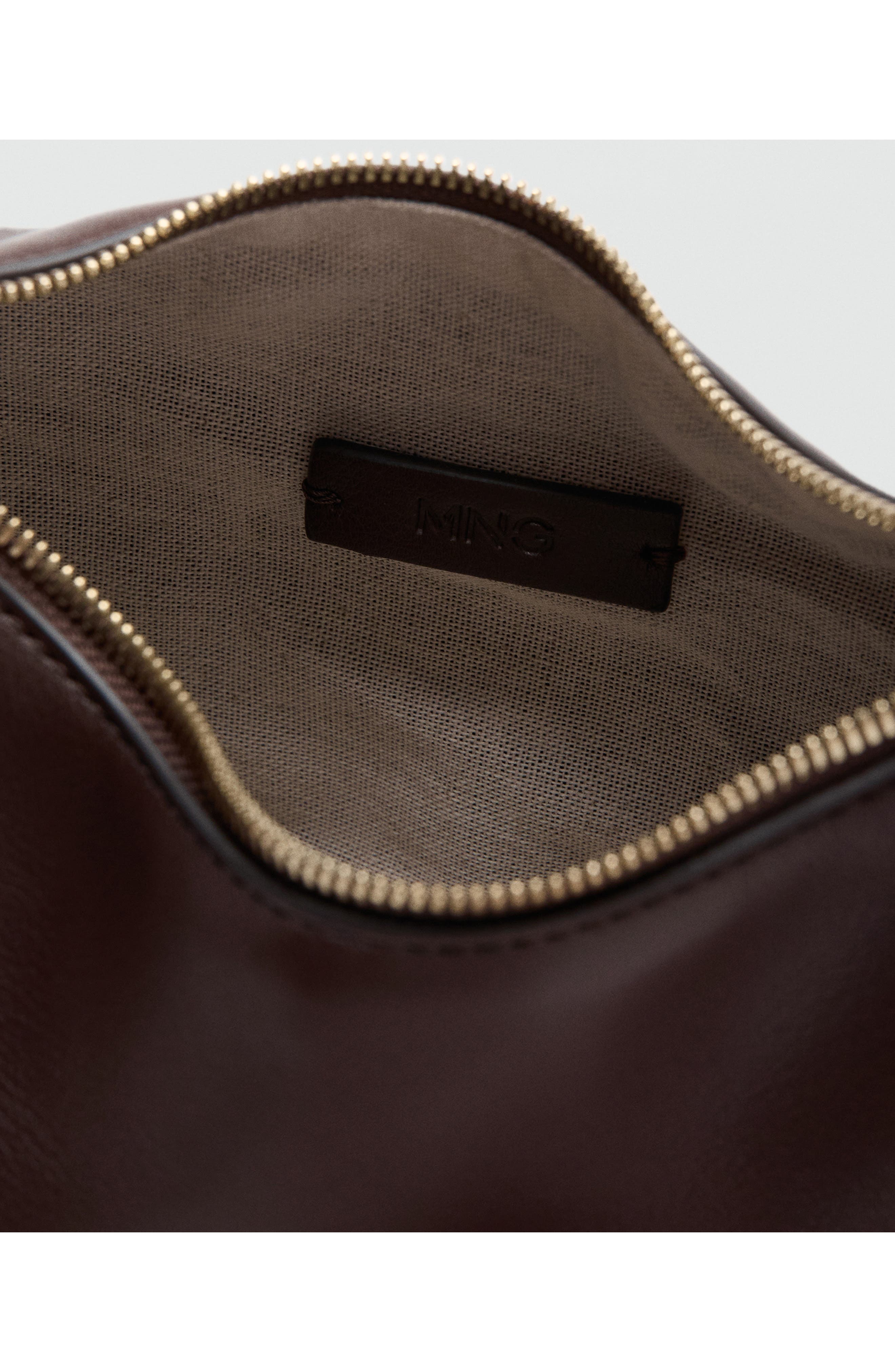 MANGO Oval Faux Leather Shoulder Bag, Alternate, color, Chocolate