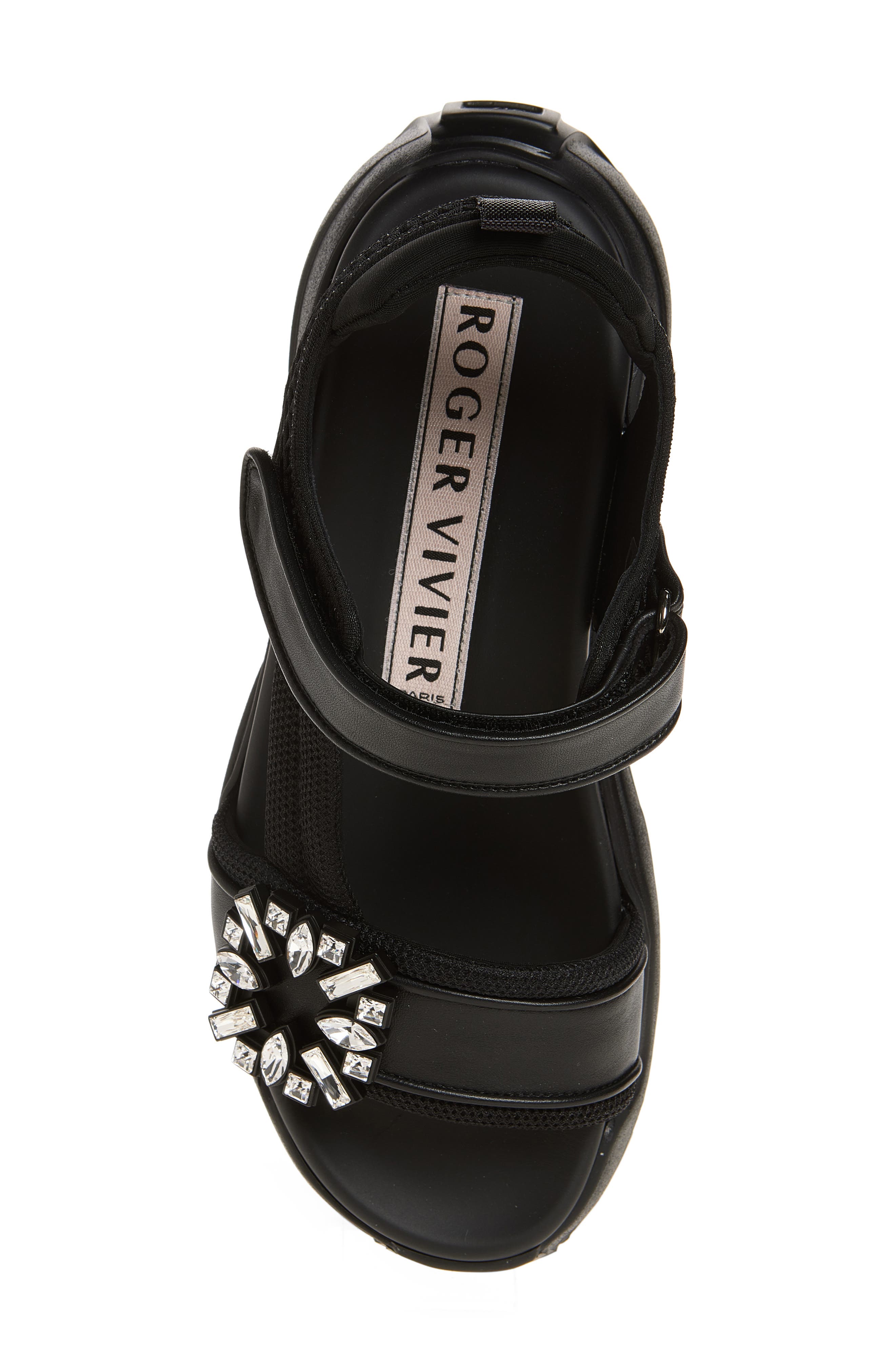 Roger Vivier Viv' on the Run Sandal, Alternate, color, Nero