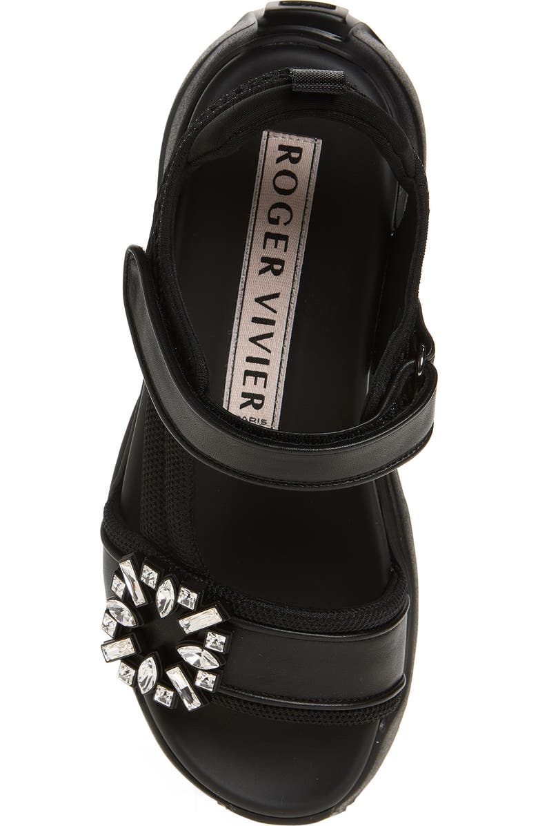 Roger Vivier Viv' on the Run Sandal, Alternate, color, Nero