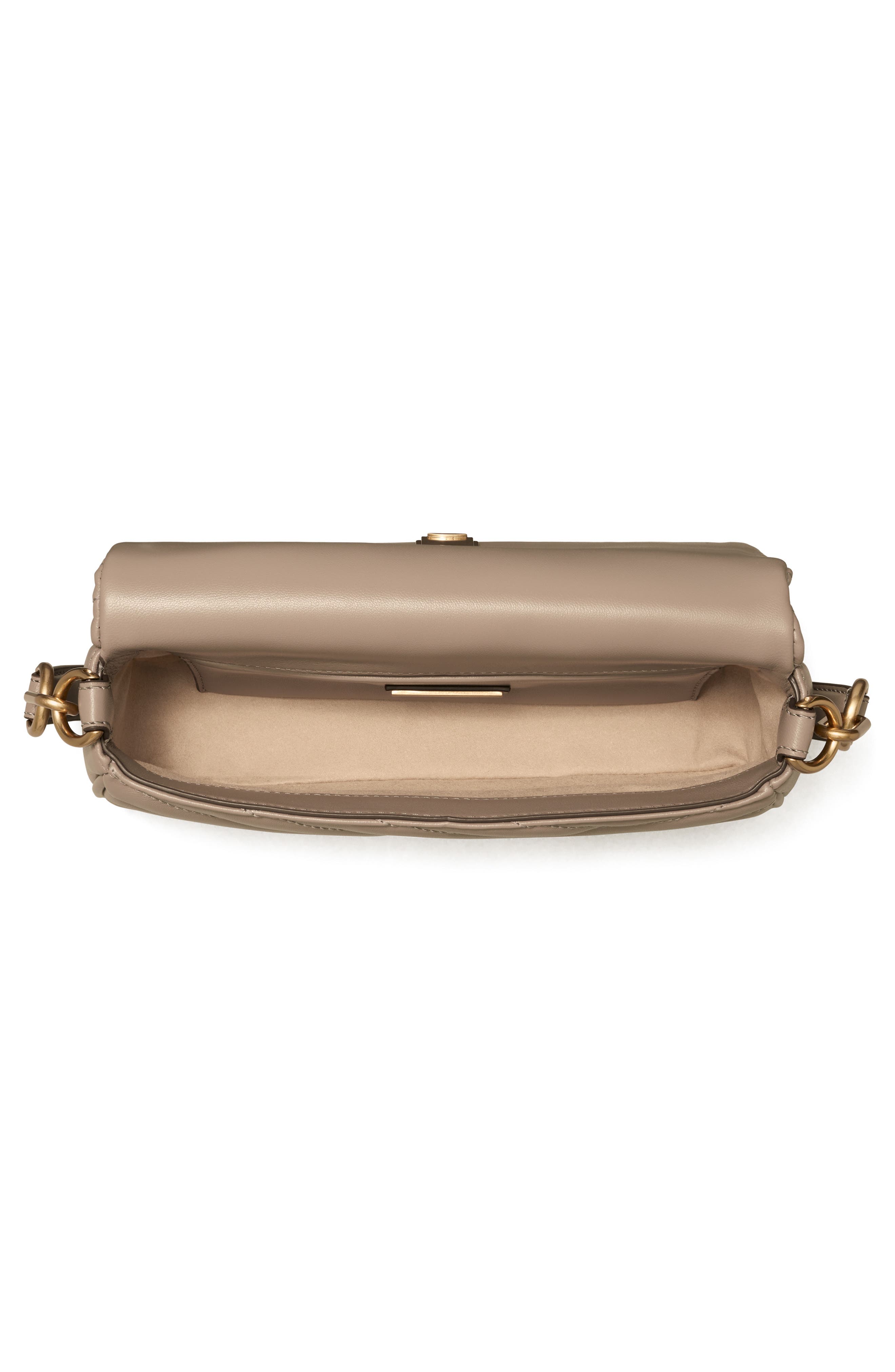 Kira Chevron Small Leather Shoulder Bag, Alternate, color, GRAY HERON