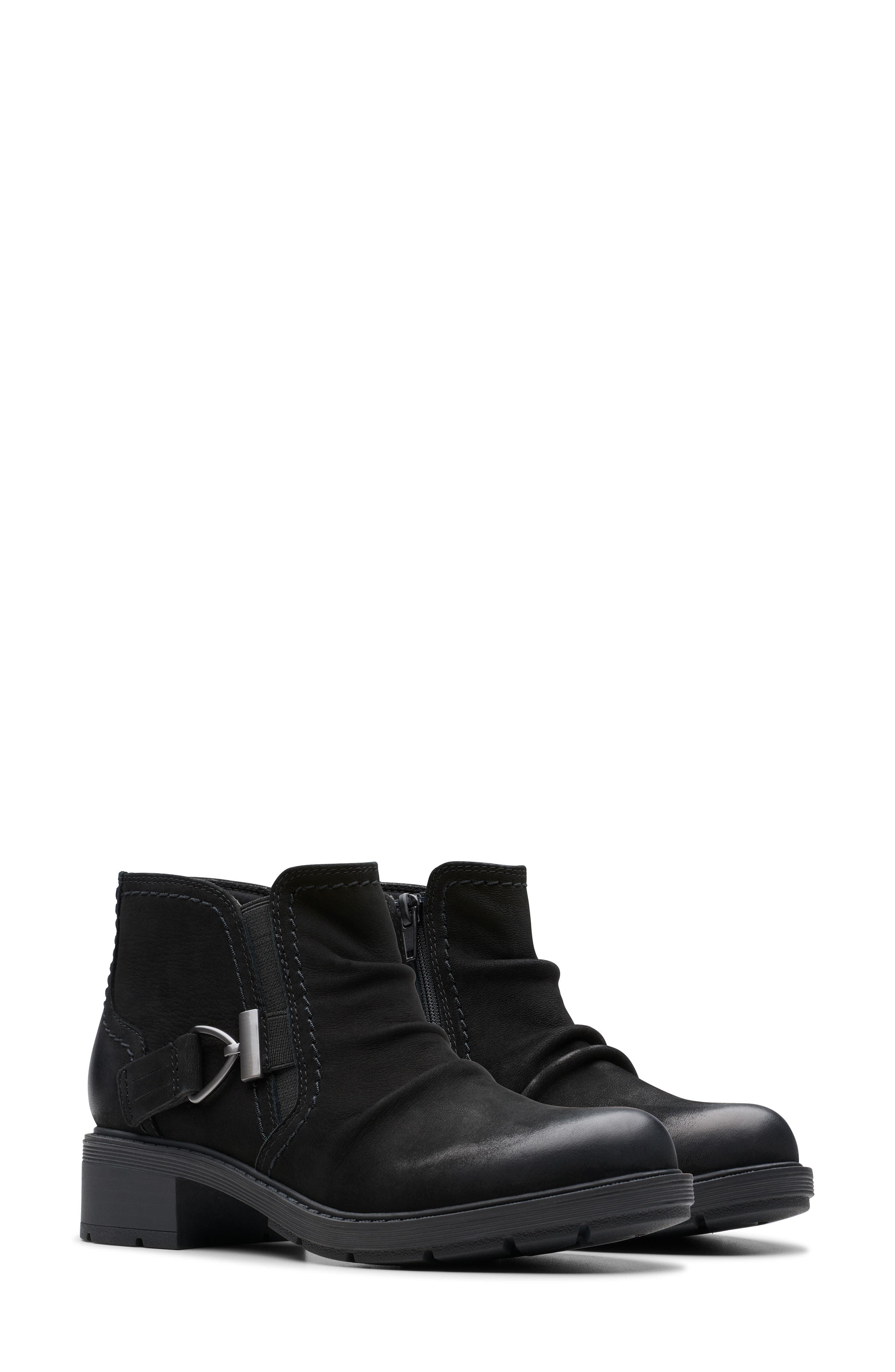 Clarks<sup>®</sup> Hearth Clara Ankle Boot, Alternate, color, Black Nubuck