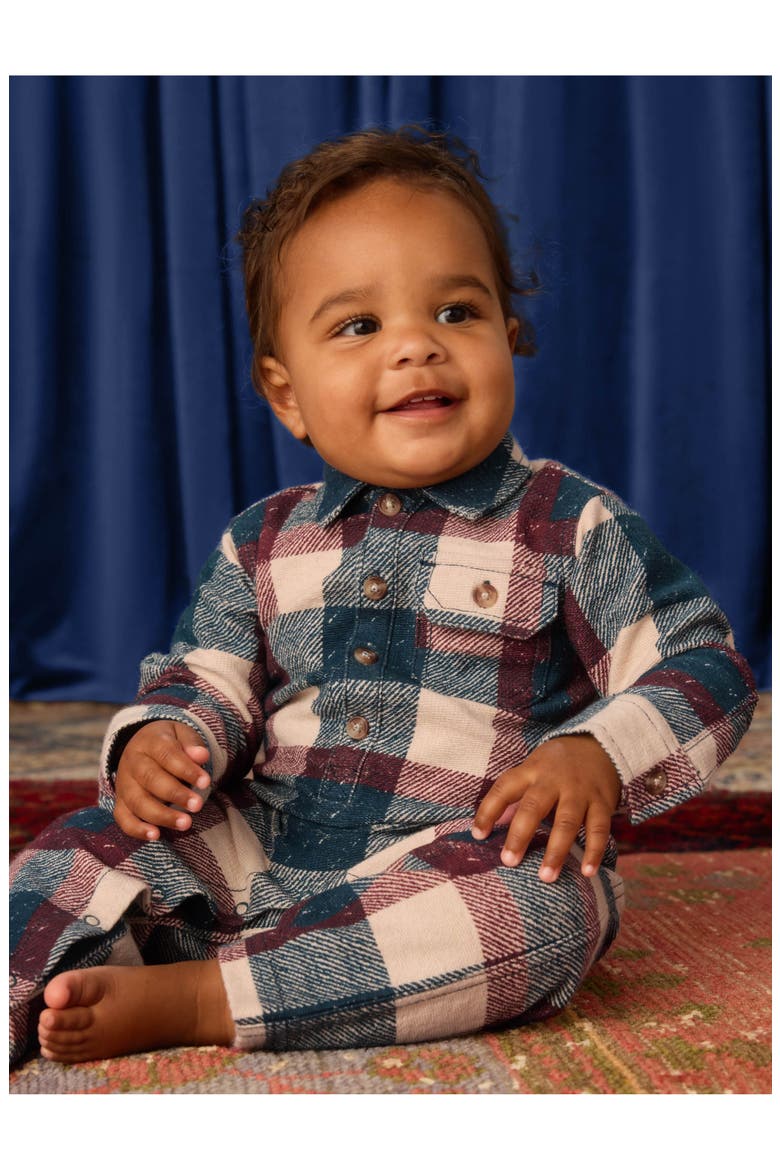 Collared Baby Romper, Alternate, color, Cappadocia Plaid