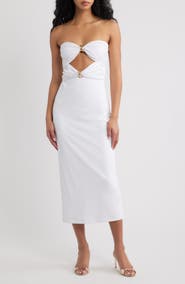 Torn by Ronny Kobo Sandrine Hardware Cutout Detail Strapless Dress
