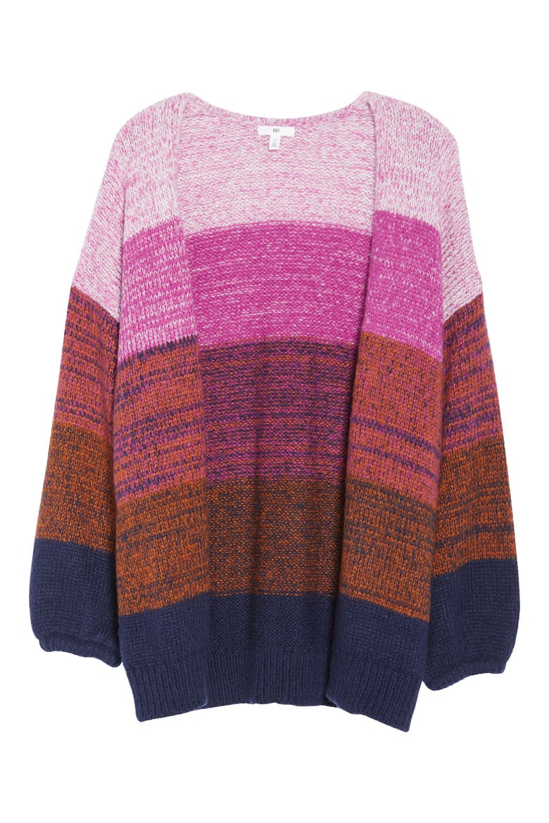 Blouson Sleeve Ombré Cardigan, Alternate, color, NAVY PEACOAT OMBRE