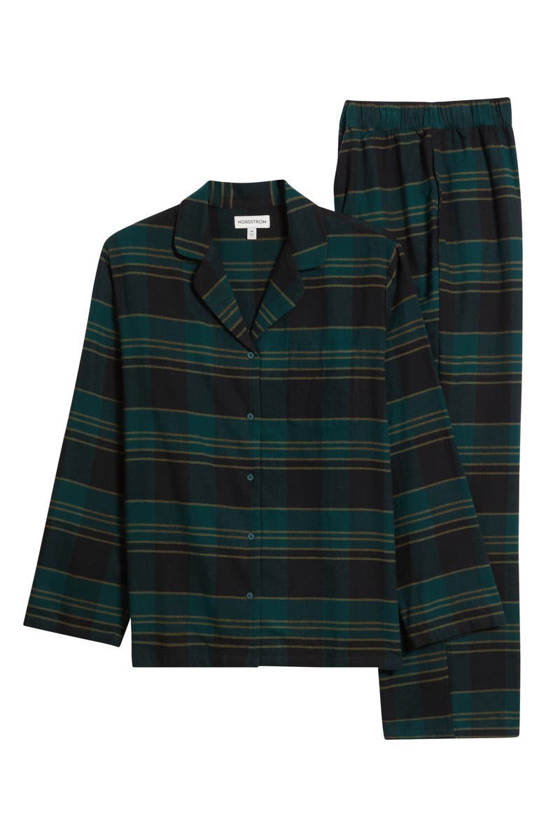 Nordstrom Plaid Flannel Pajamas, Main, color, Green- Navy Jamal Plaid