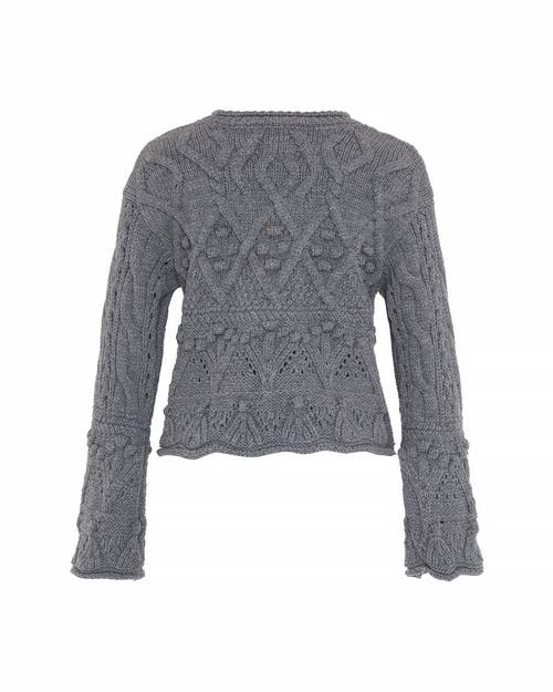 Theo The Label Rhodos Fisherman Cable Pullover In Gray