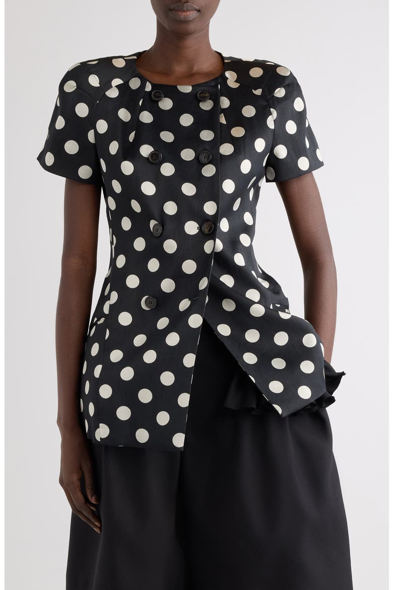 Polka Dot Washed Mousseline Jacket, Main, color, BLACK