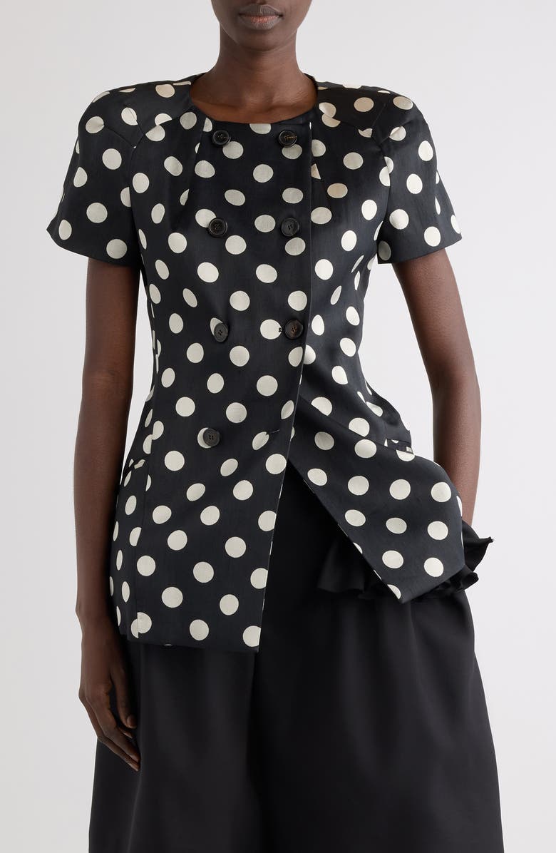 Dries Van Noten Polka Dot Washed Mousseline Jacket, Main, color, Black