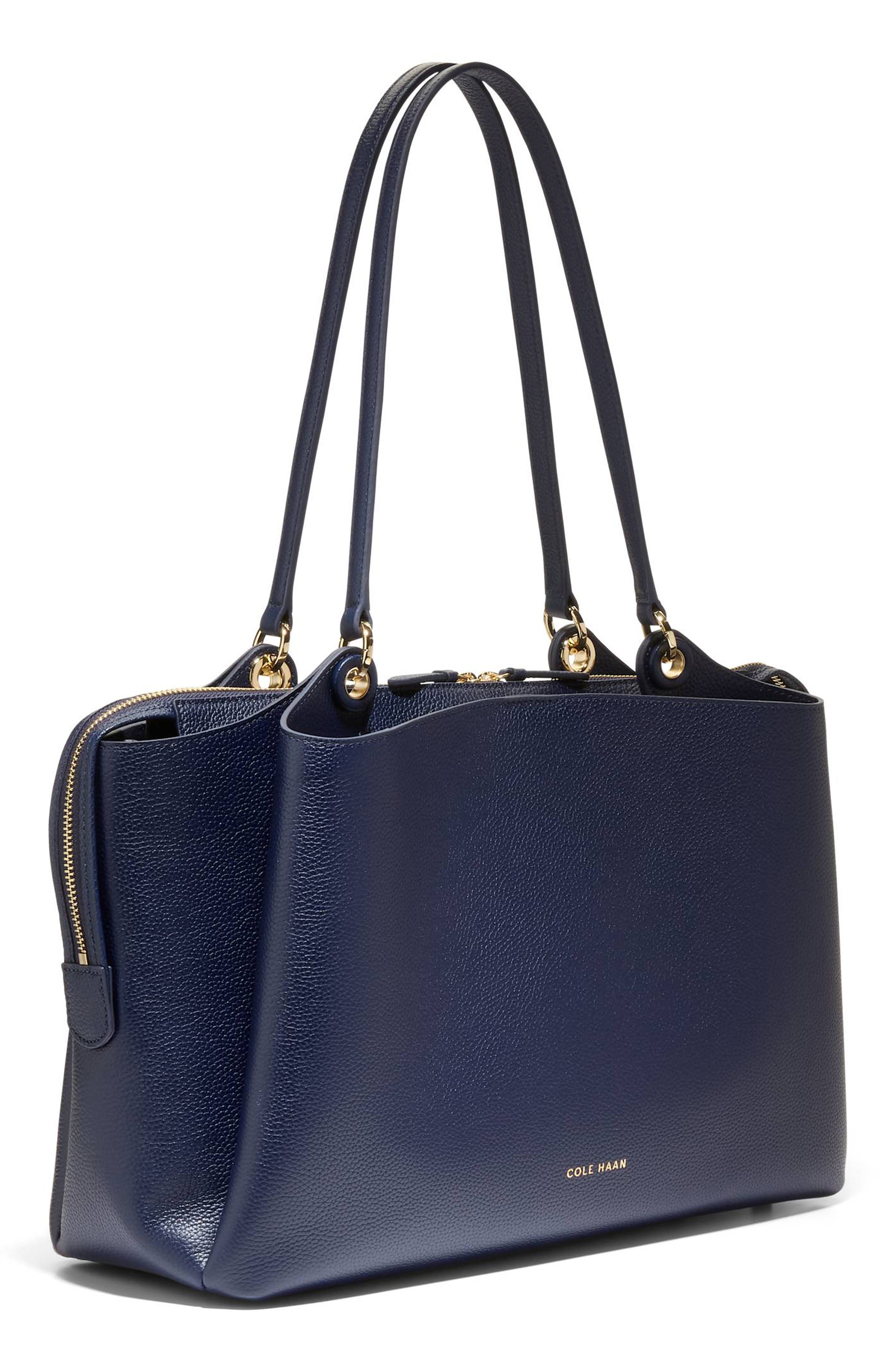 Cole Haan Midtown Leather Work Tote, Alternate, color, Midnight Moon