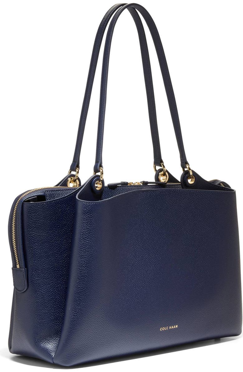 Cole Haan Midtown Leather Work Tote, Alternate, color, Midnight Moon