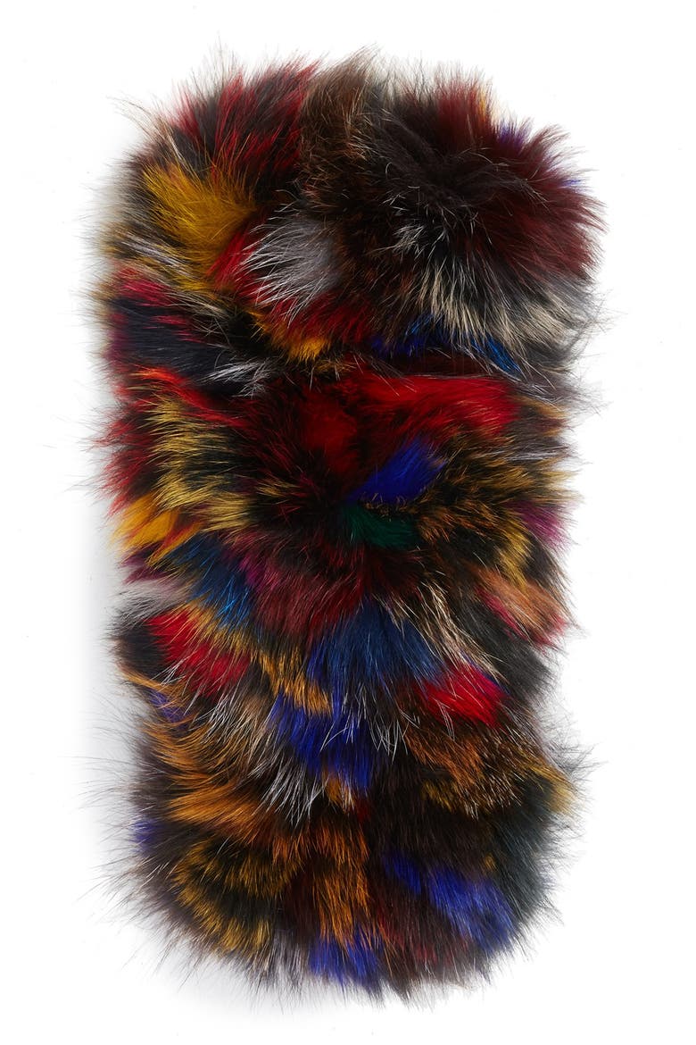Genuine Fox Fur Infinity Scarf, Alternate, color, MULTI/ BLACK