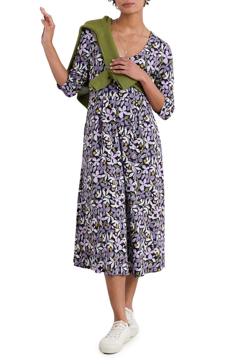 Helena Stretch Organic Cotton Midi Dress, Main, color, HEADLAND COLLAGE MARITIME