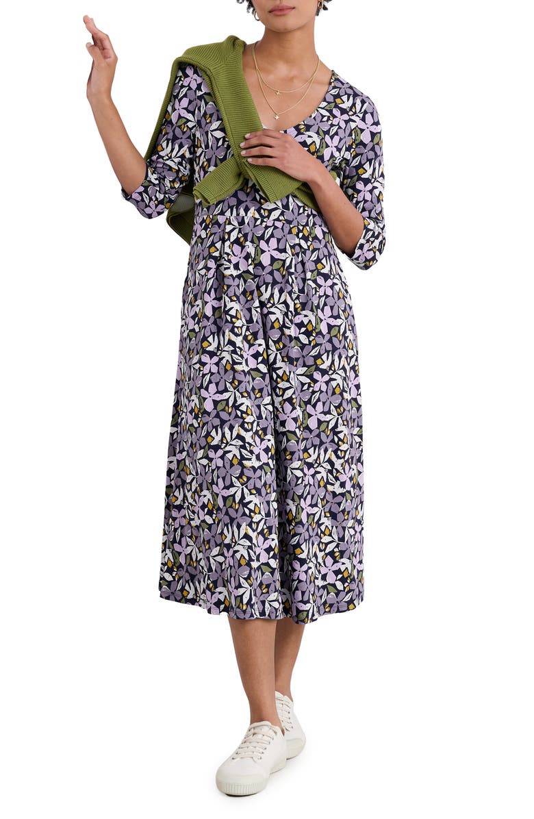 Seasalt Cornwall Helena Stretch Organic Cotton Midi Dress, Main, color, Headland Collage Maritime