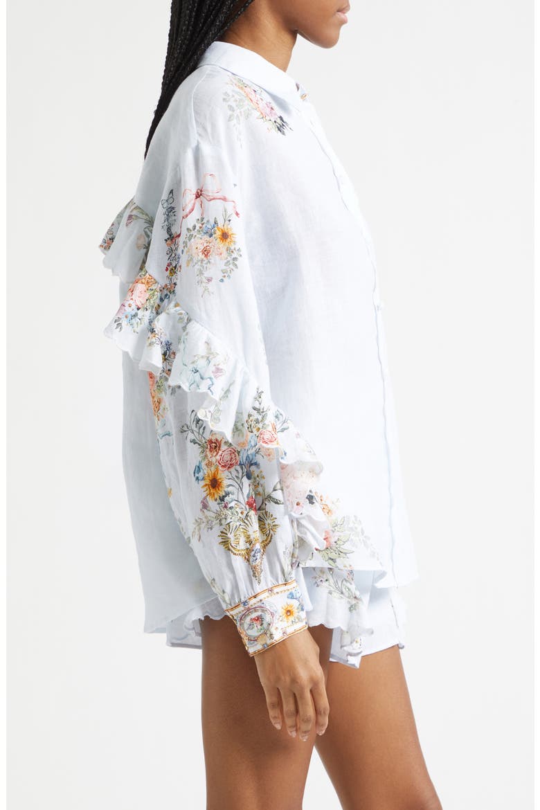 Seville Sweetheart Frill Detail Linen Button-Up Shirt, Alternate, color, SEVILLE SWEETHEART