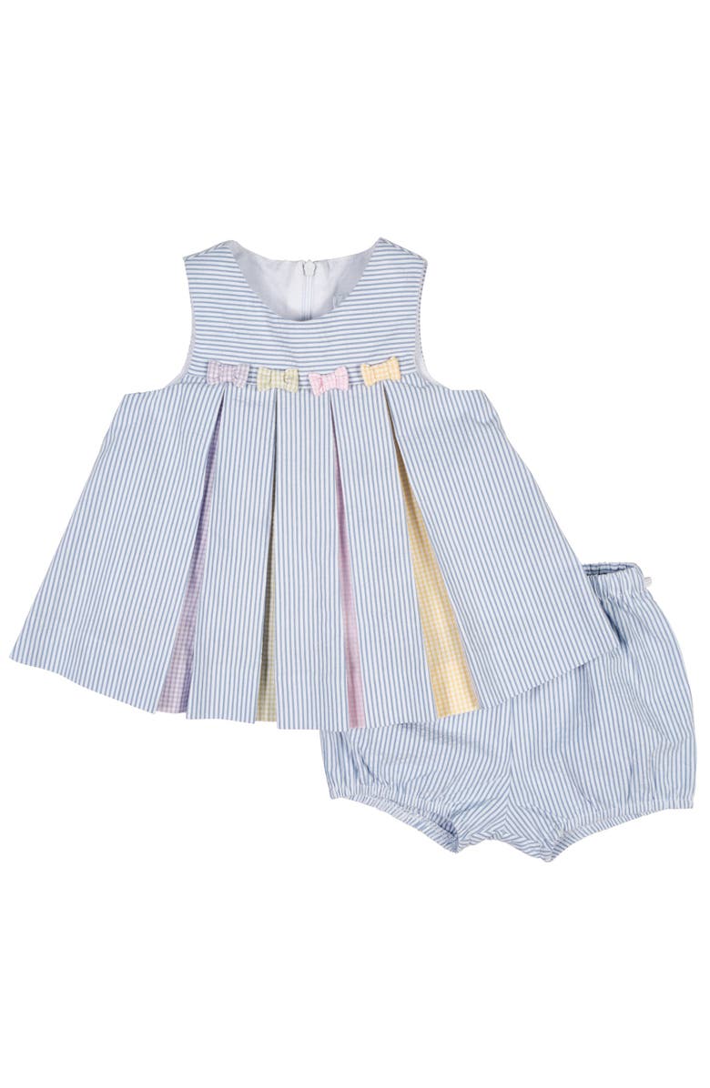 Florence Eiseman Multicolor Seersucker Dress & Bloomer, Main, color, Multi
