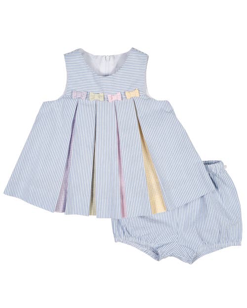 Florence Eiseman Babies' Multicolor Seersucker Dress & Bloomer In Blue