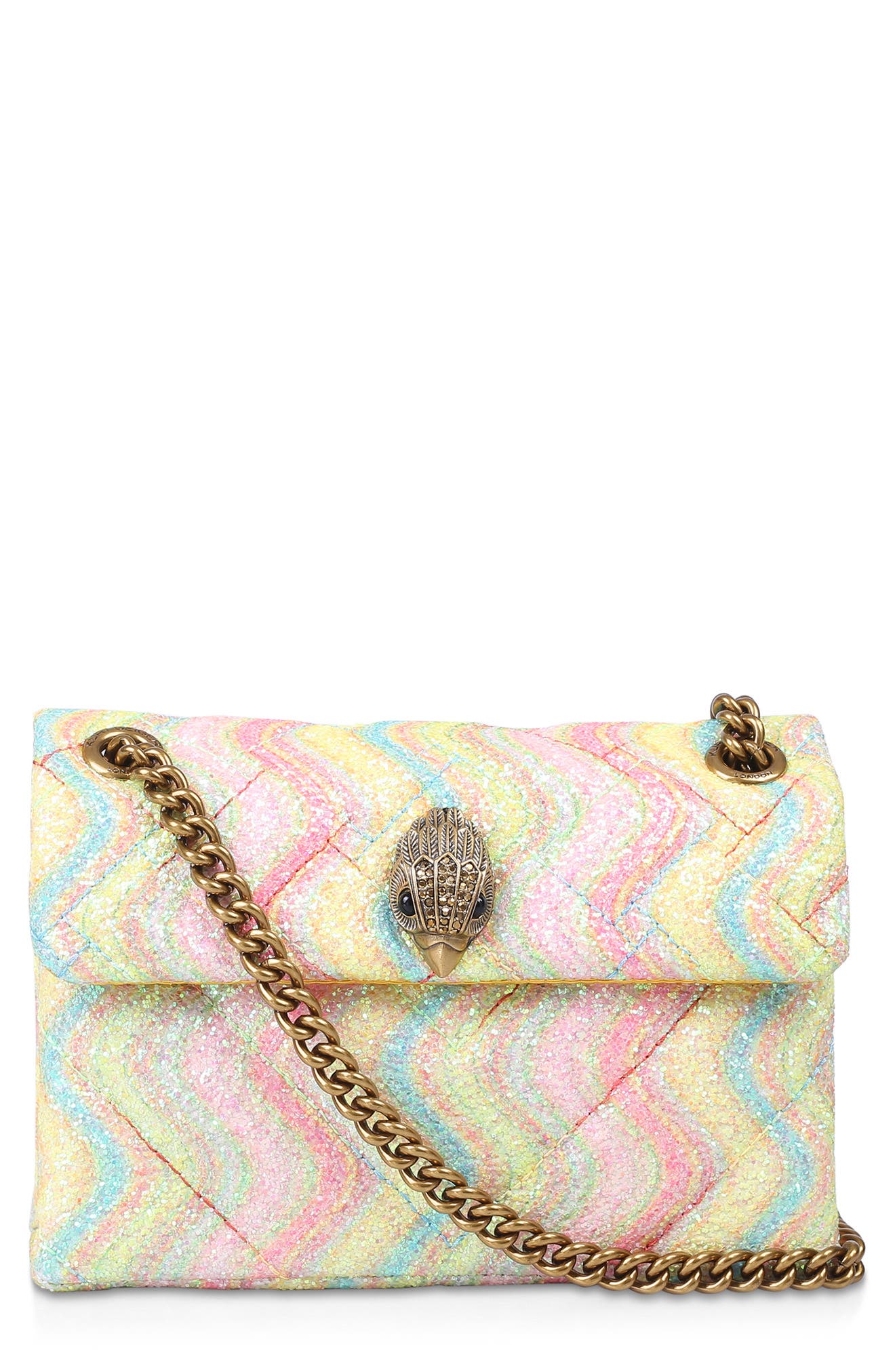 Kurt Geiger London Mini Kensington Glitter Quilted Crossbody Bag, Main, color, 