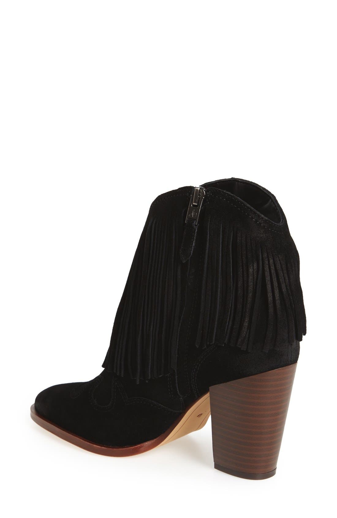 'Benjie' Western Bootie, Alternate, color, BLACK SUEDE