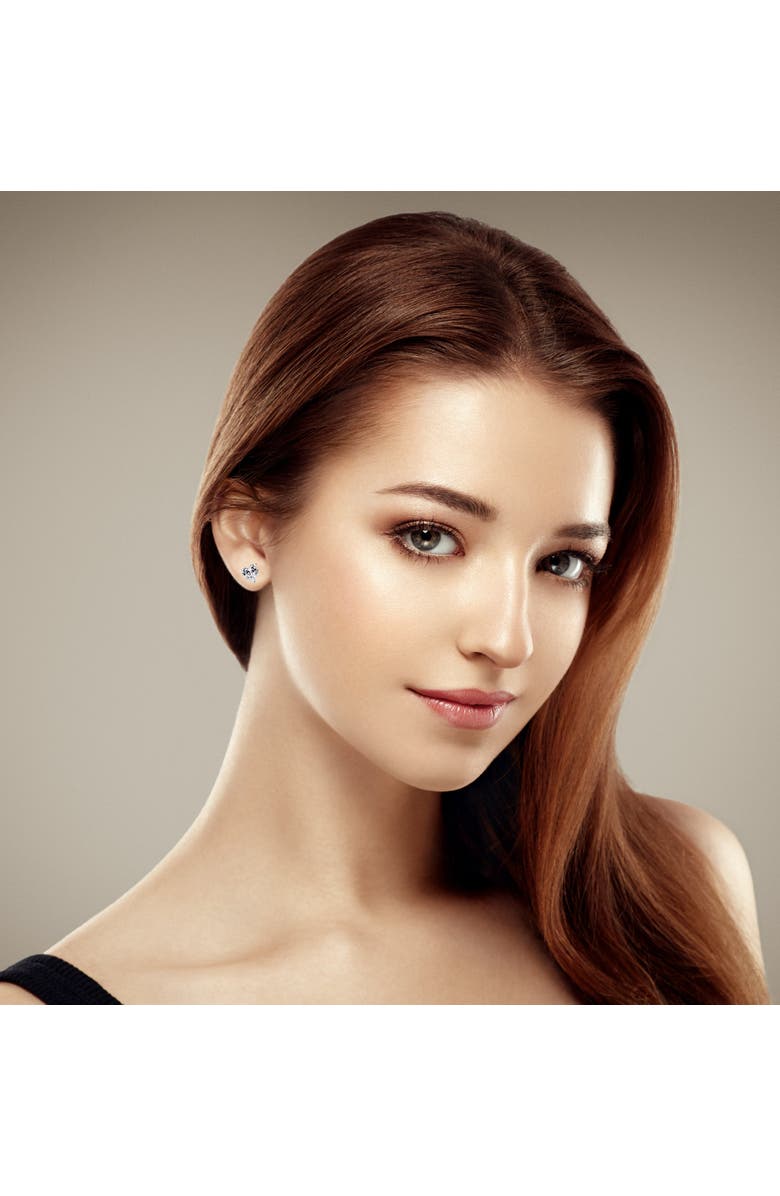 Donatello Gian Solid Sterling Silver Created Gemstone Heart Stud Earrings, Alternate, color, Black Saphire