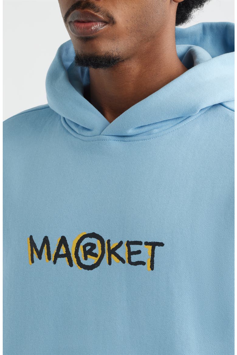 Smiley Doodle Cotton Graphic Hoodie, Alternate, color, BLUE