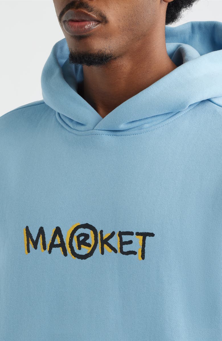 MARKET Smiley Doodle Cotton Graphic Hoodie, Alternate, color, Blue