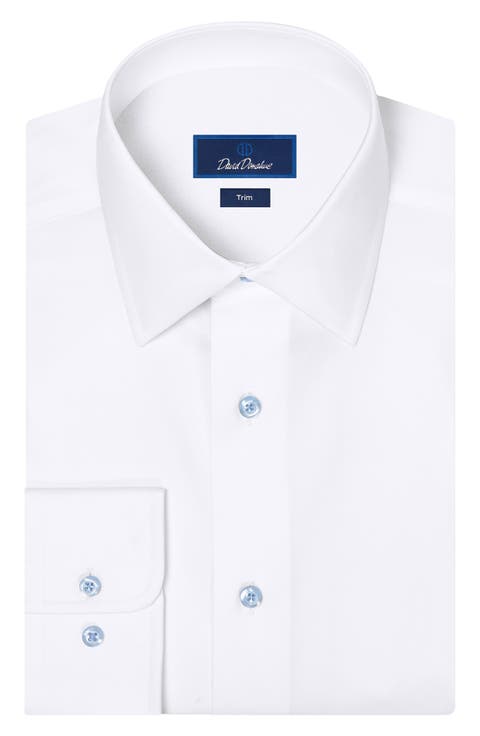 Trim Fit Solid Cotton Dress Shirt