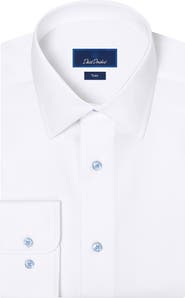 David Donahue Trim Fit Solid Cotton Dress Shirt