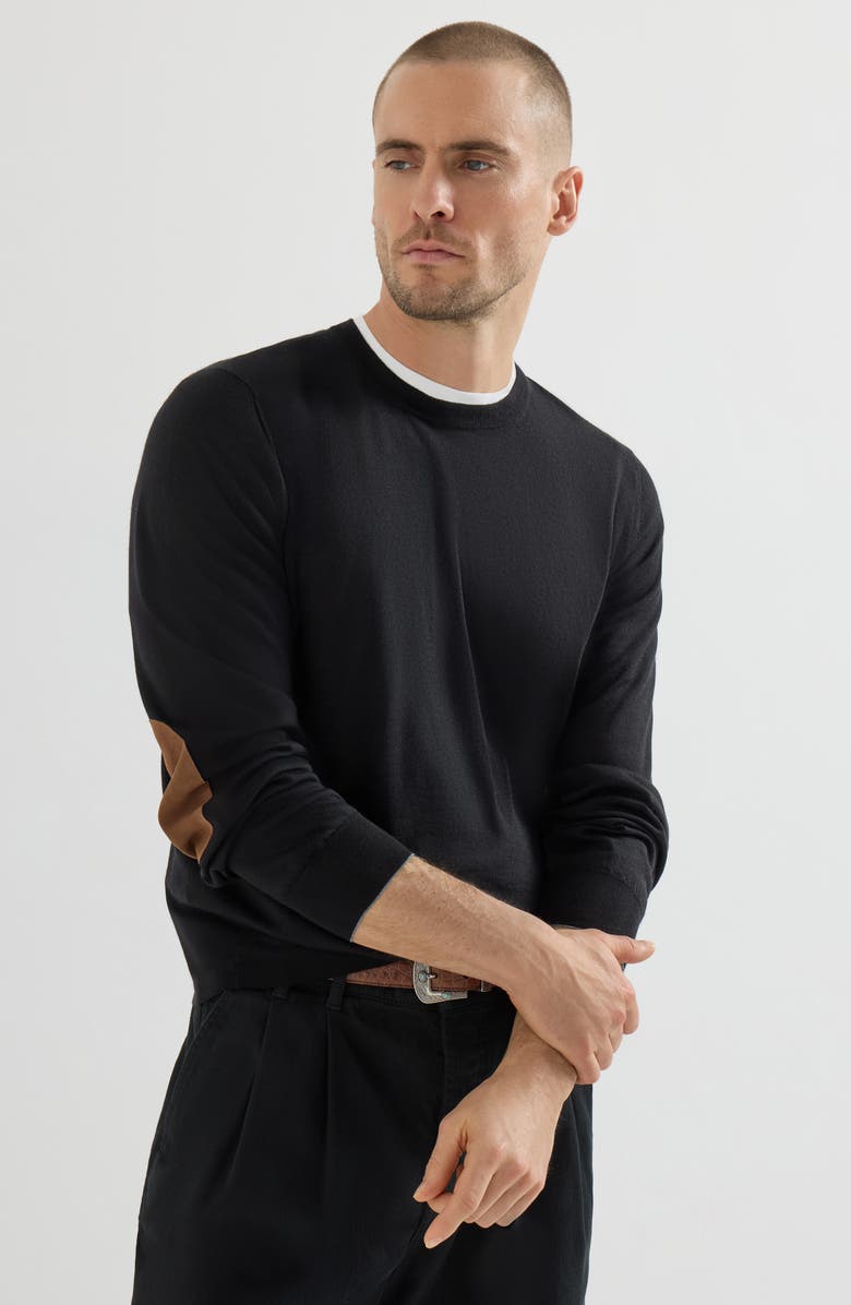 Brunello Cucinelli Lightweight sweater with patches, Alternate, color, 