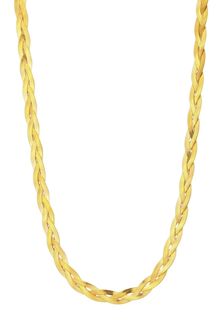 18k Gold Plate Braided Herringbone Necklace, Alternate, color, GOLD