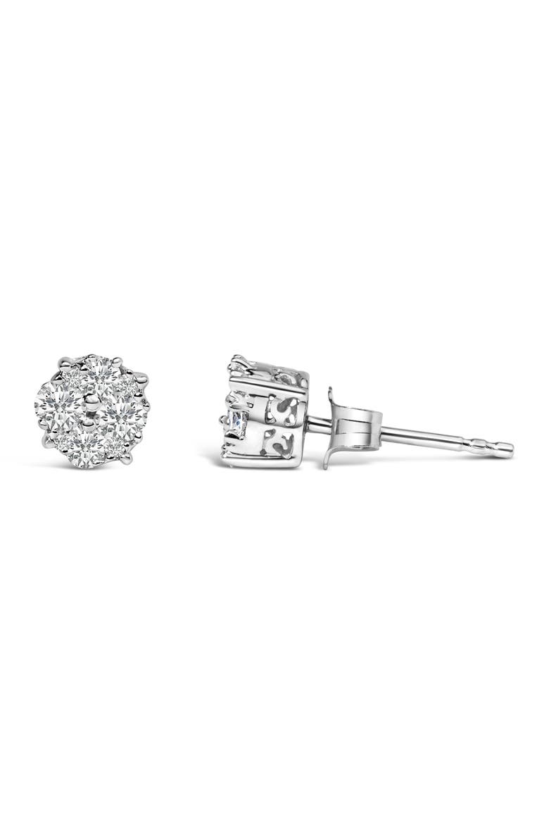 Silver 1/2 Ct Prong RoundDiamond Cluster Stud Earring, Alternate, color, White