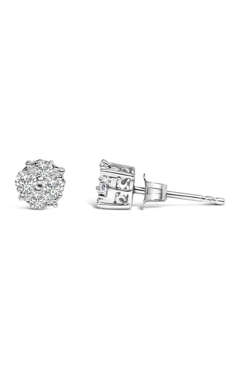 Haus of Brilliance Silver 1/2 Ct Prong RoundDiamond Cluster Stud Earring, Alternate, color, White