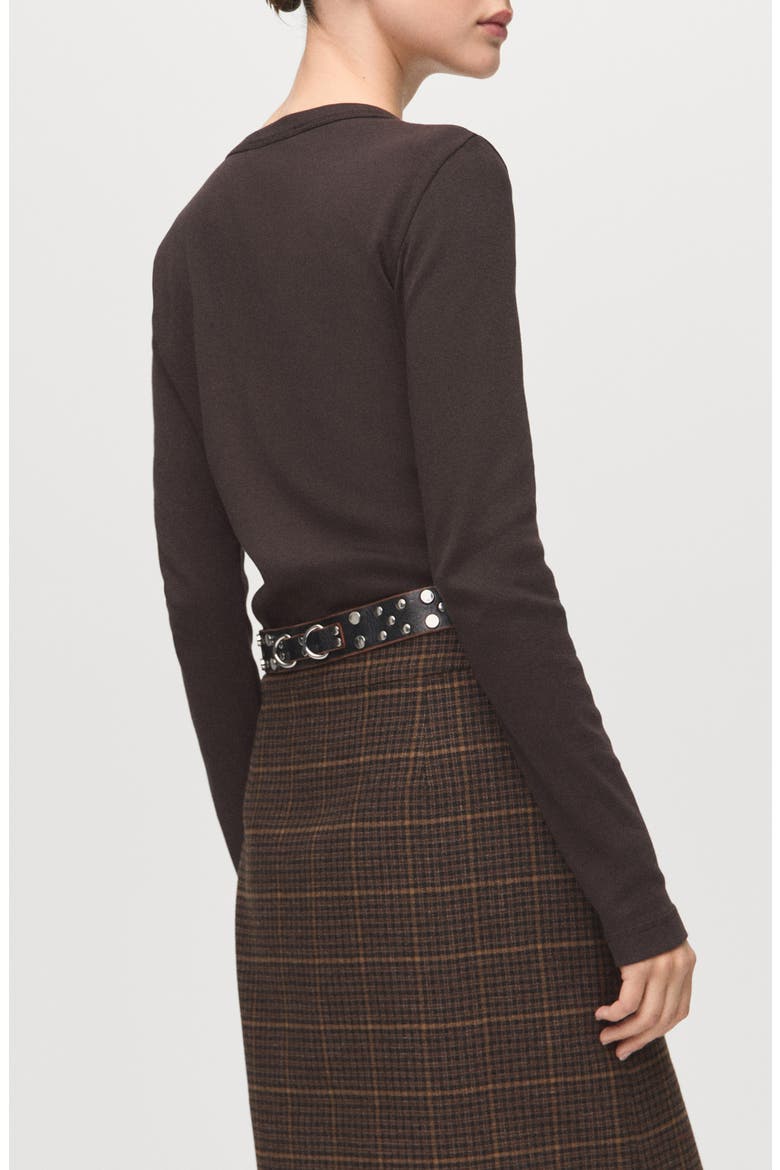 Long Sleeve Cotton Rib T-Shirt, Alternate, color, BROWN