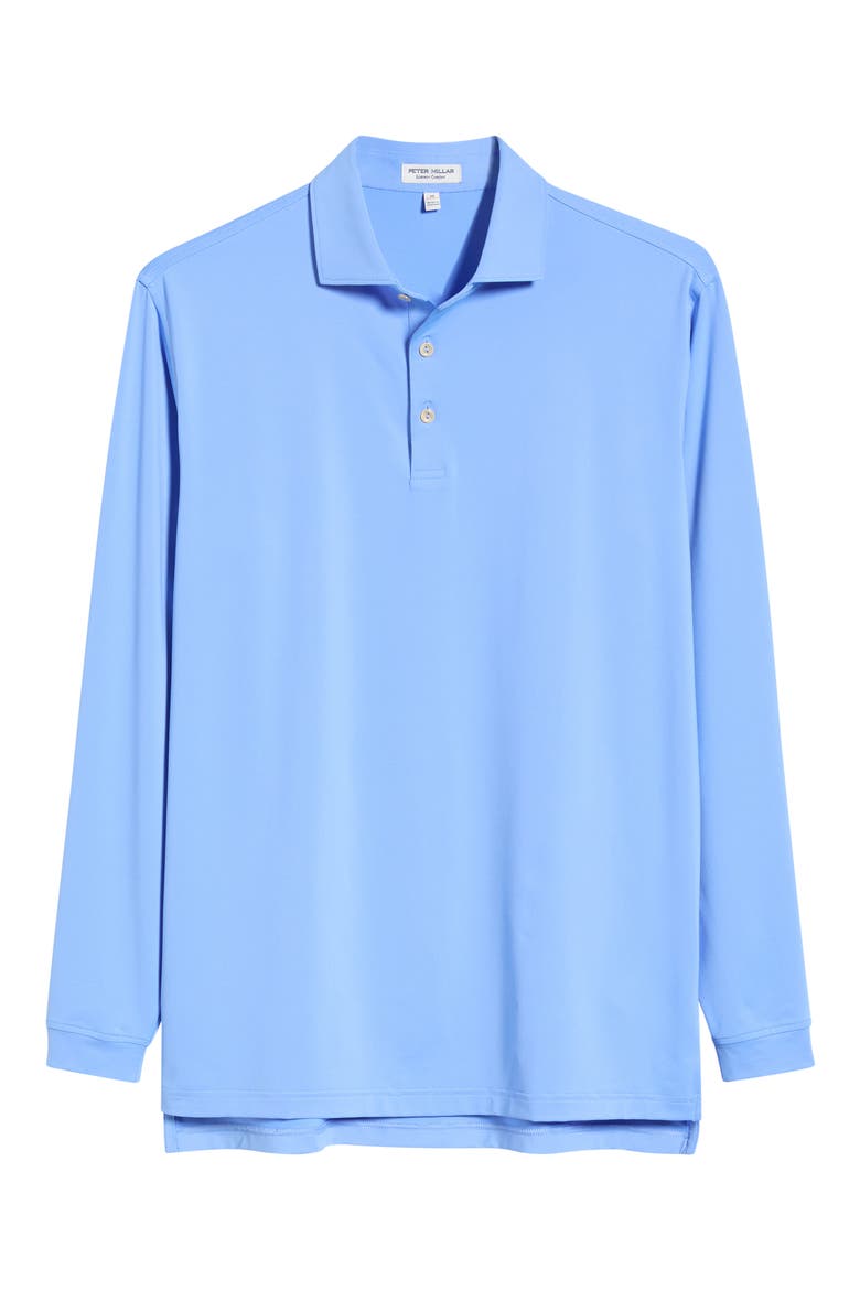Summer Comfort Solid Long Sleeve Performance Jersey Polo, Alternate, color, ESTATE BLUE