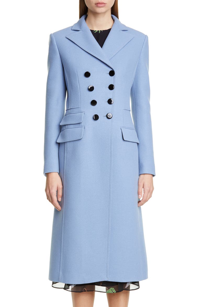 Double Breasted Three-Quarter Coat, Main, color, FLAX FLOWER