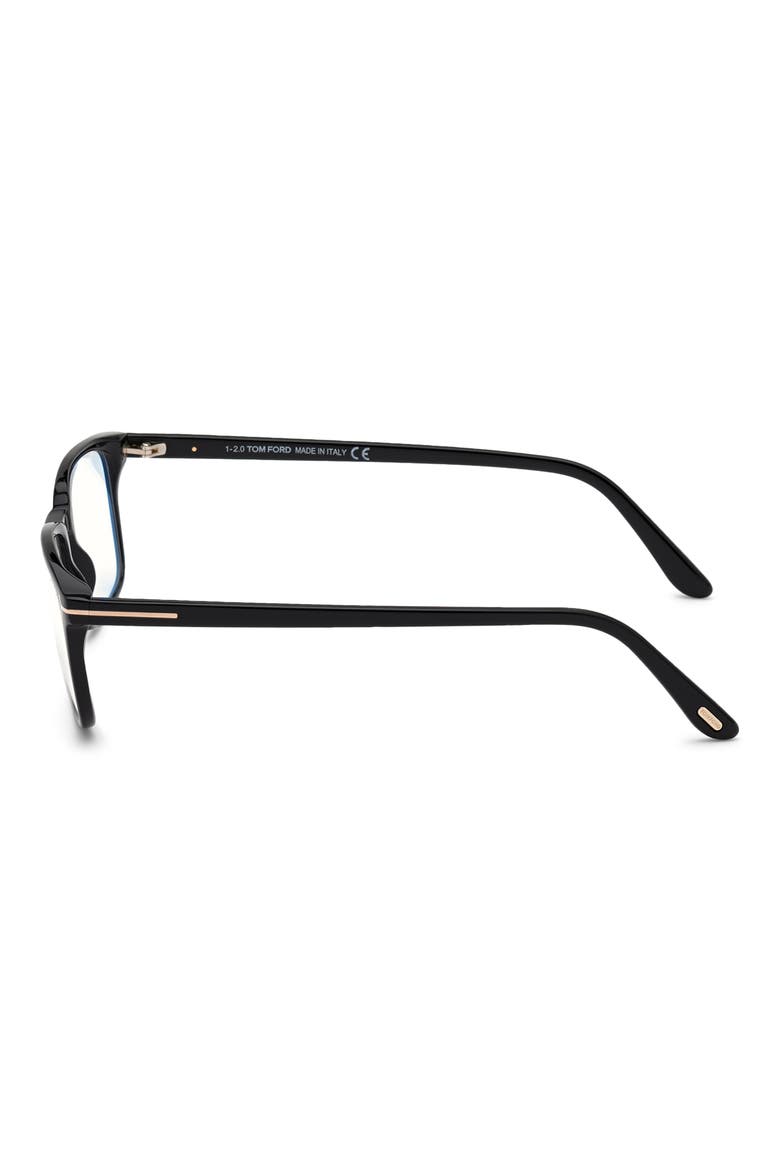 54mm Rectangular Blue Light Blocking Glasses, Alternate, color, BLACK ROSE GOLD / T LOGO