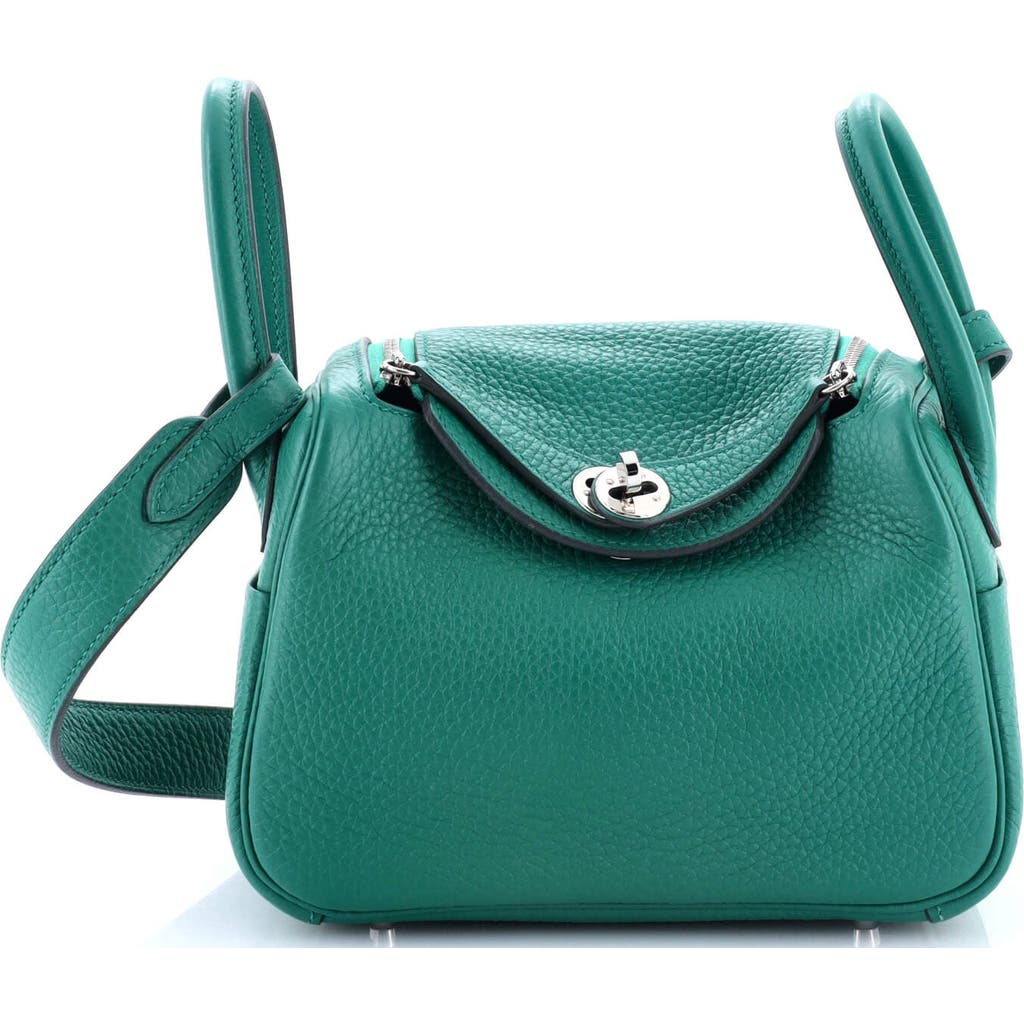 Pre-owned Hermes Hermes Lindy Bag Clemence Mini In Green