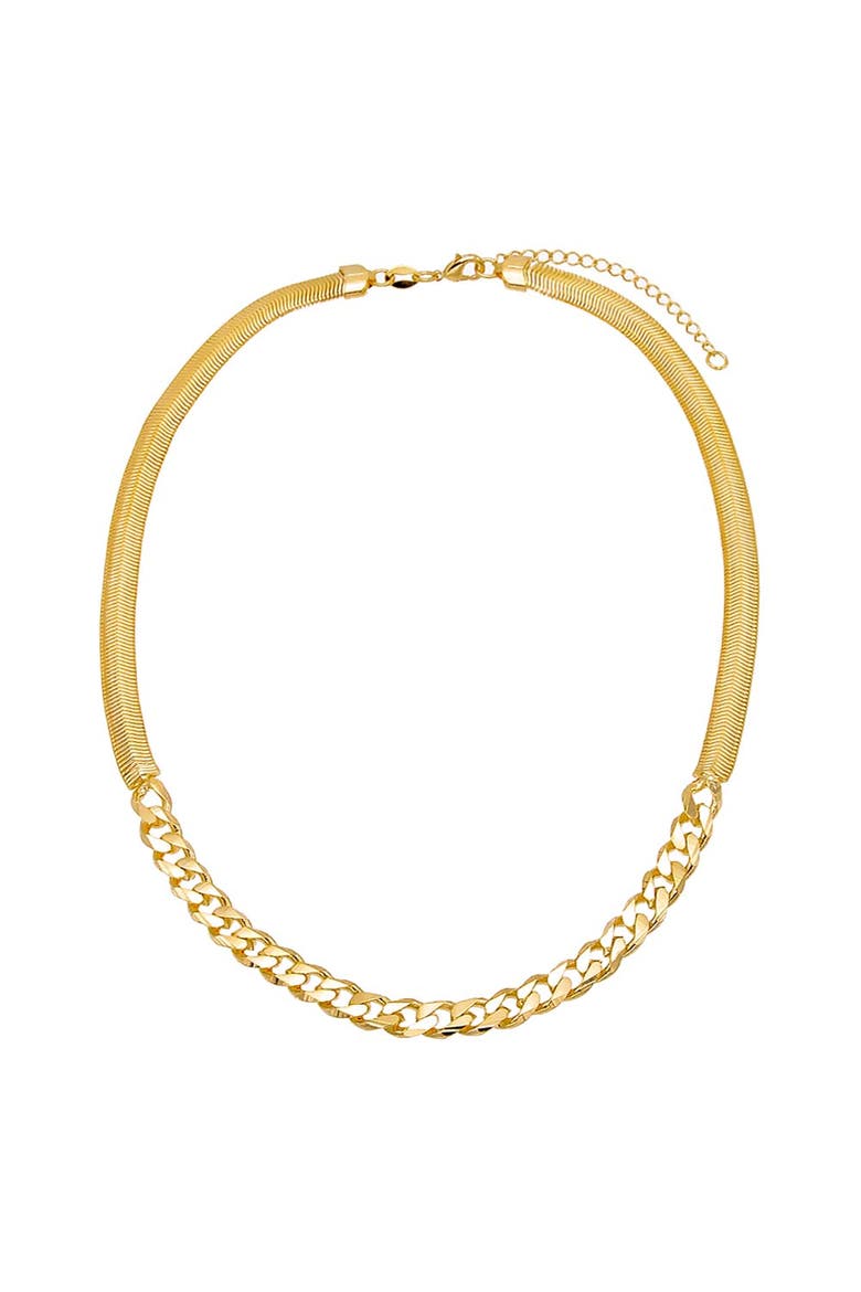 Chunky Vintage Snake X Cuban Chain Necklace, Alternate, color, Gold