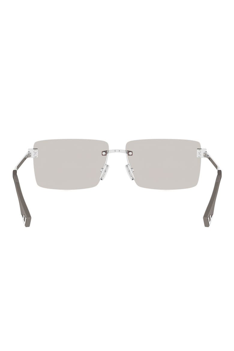 Sky Rimless Rectangular Sunglasses, Alternate, color, SHINY PALLADIUM / BROWN MIRROR