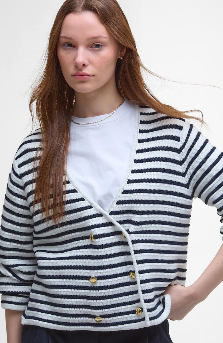 Barbour Abby Double Breasted Knit Jacket, Alternate, color, Cloud Navy