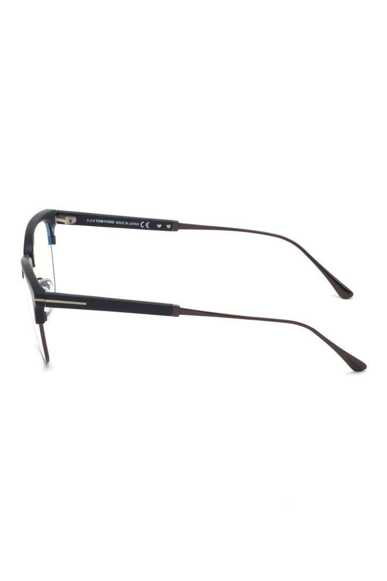 52mm Geometric Blue Light Blocking Optical Glasses, Alternate, color, BLACK RUTHENIUM / BLUE BLOCK